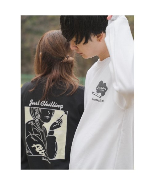 Modish Gaze 8 4oz 線画タバコガールイラスト スウェットトレーナー モディッシュ ガゼ Modish Gaze D Fashion