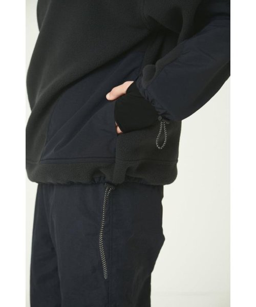 High Neck Cherry fleece top-Black