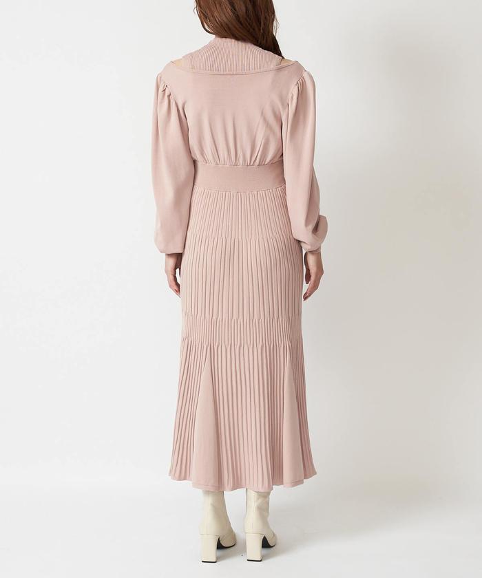 アニュアンス anuans カシュクールリブニットワンピース （BEIGE