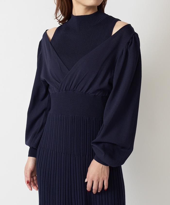 7色 ニット ワンピース ドレス カシュクール 大人シック 韓国 ♪ miniministore ワンピース カシュクールニットワンピース 韓国風