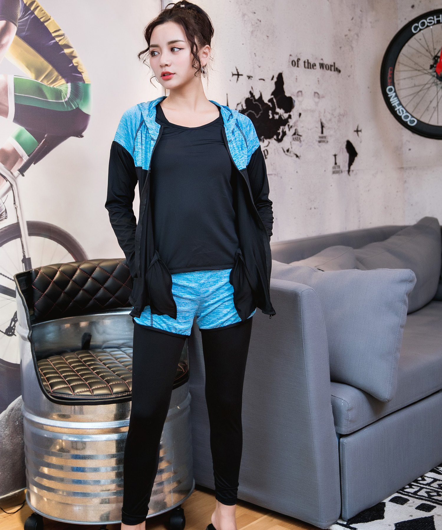 茄子紺 【再販 大人気】 レディース ラッシュガード 5点セット 水着 フィットネス l - 通販 - www.drelciopiresjr.com.br