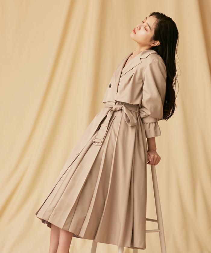 セール 70%OFF】プリーツドレストレンチコート(504421878