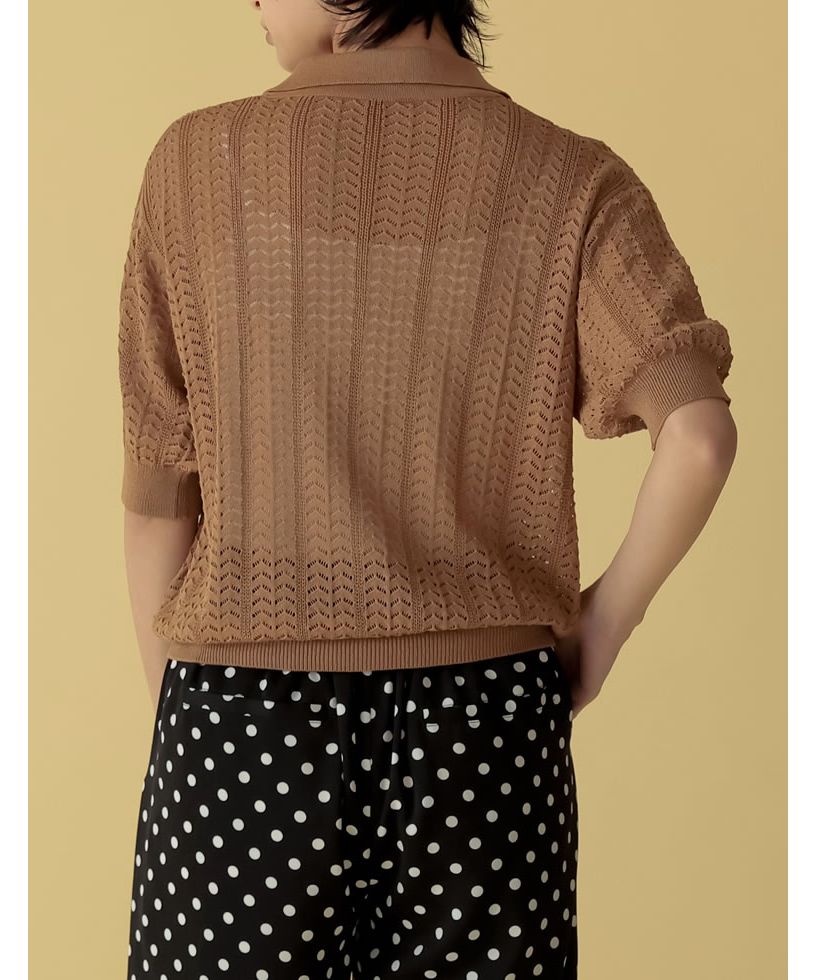 セール】[2022S/S COLLECTION]コットンライクメッシュニットポロシャツ