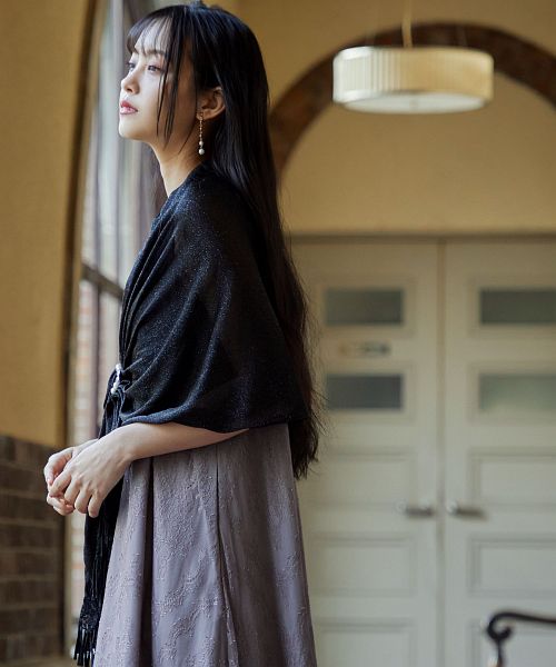 クーポン】結婚式 パールホック付 ラメ ストール ショール