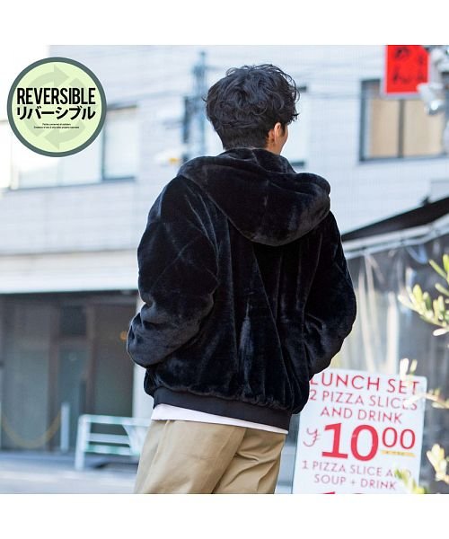 Cavaria リバーシブルフード付きファーma 1ジャケット メンズ ファー 大きいサイズ ビッグシルエット オーバーサイズ Ma 1ジャケット ブルゾン キャバリア Cavaria D Fashion