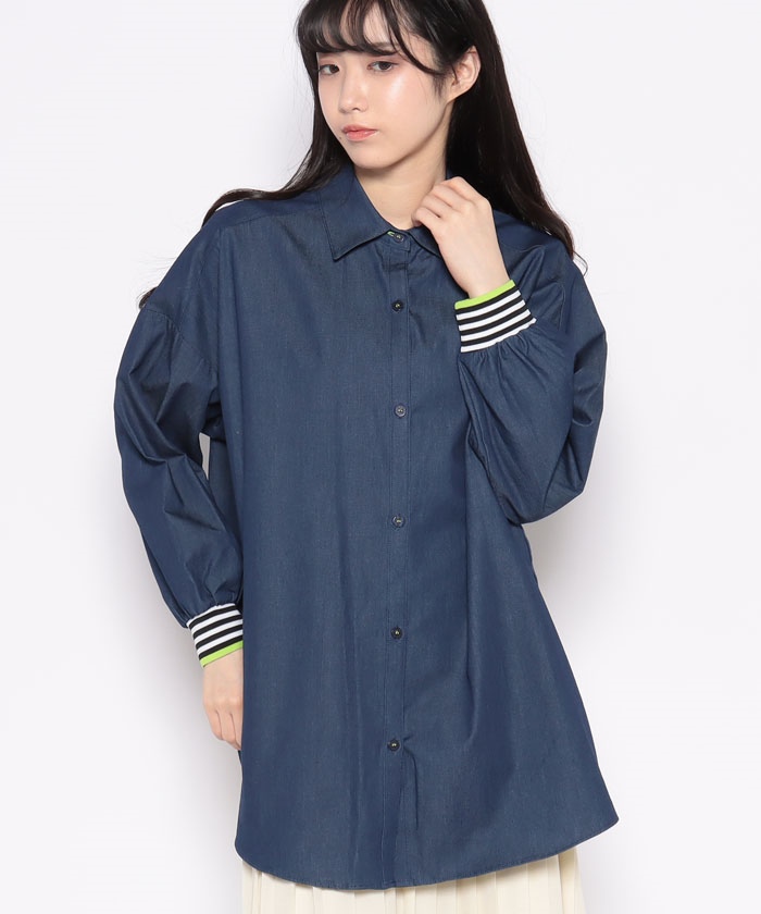 Qカラーリブドッキングシャツ(504451226) | キュー(Q) - d fashion