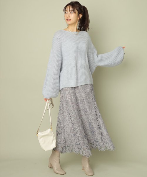 オーガン重ね刺繍フレアスカート
