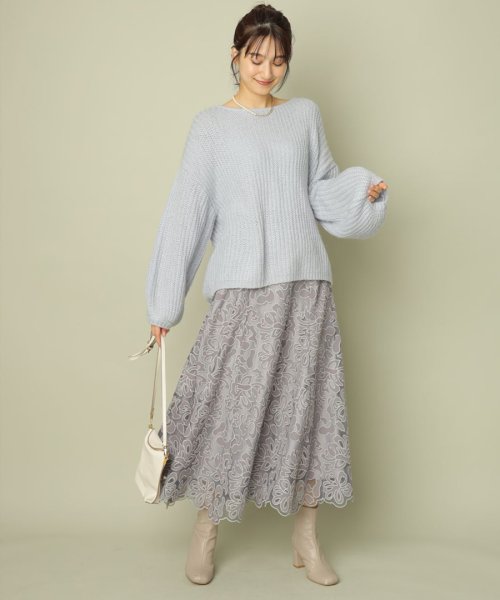 オーガン重ね刺繍フレアスカート