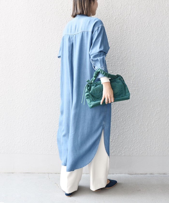 セール 30%OFF】〈手洗い可能〉デニムピンタックシャツ