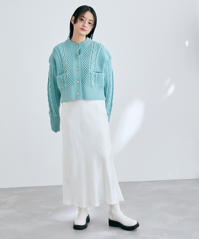セール 20%OFF】【WEB限定】ケーブルショートカーディガン