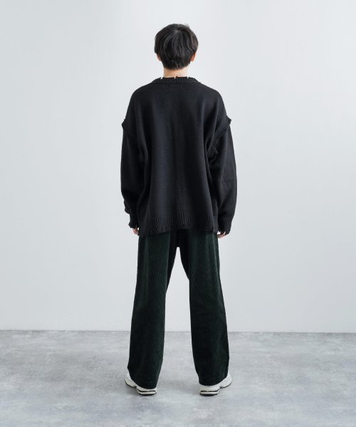 ニット カーディガン メンズ レディース ライトアウター ダメージ 古着 ヴィンテージ ゆるニット 前開き Vネック オーバーサイズ ビッグシルエット ルーズ ロッキーモンロー Rocky Monroe D Fashion