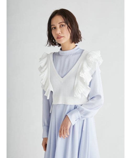ラッフルベスト付きワンピース