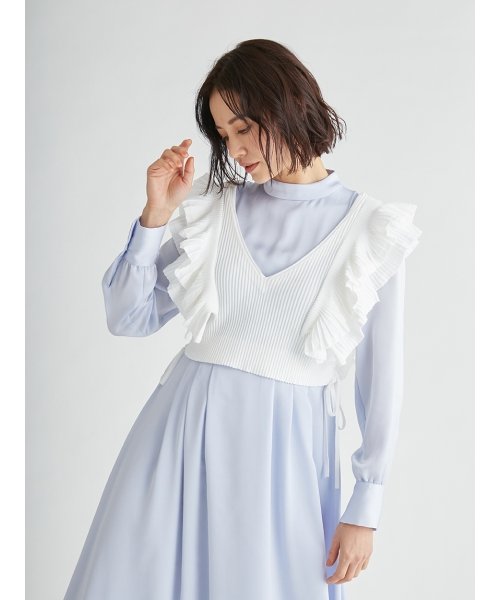 ラッフルベスト付きワンピース