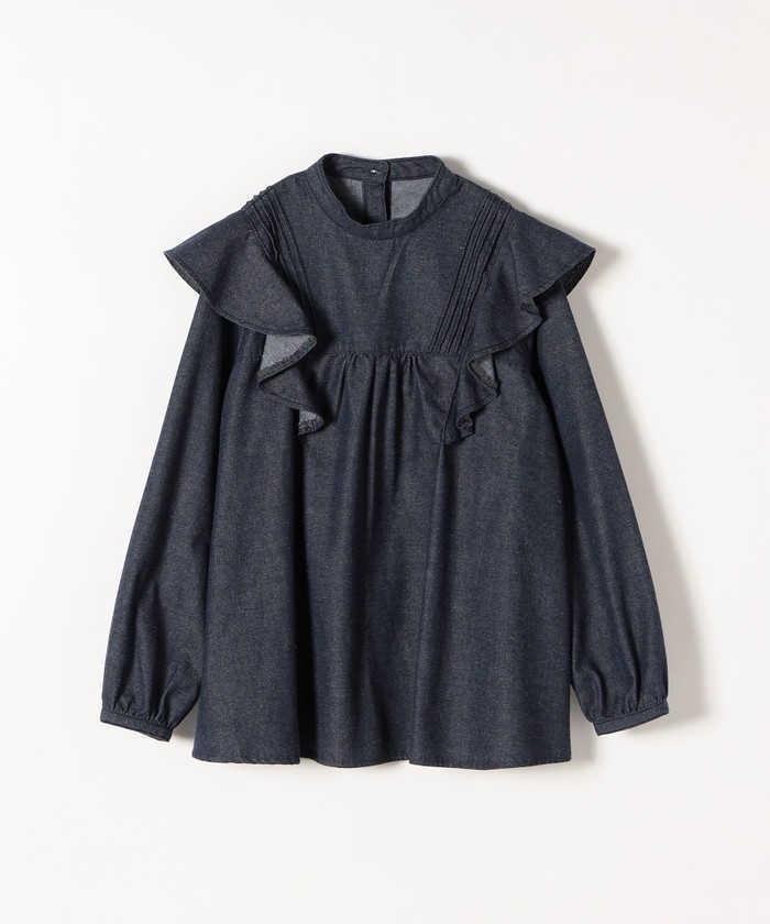 SHIPS any〈ウォッシャブル〉ECORICH ダンガリー フリルブラウス セール 40%OFF】SHIPS any:〈ウォッシャブル〉ECORICH