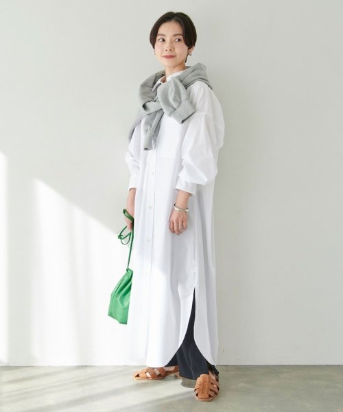 【WEB限定】［ XS /H148－155cm］タック スリーブ シャツ ワンピース ストライプ