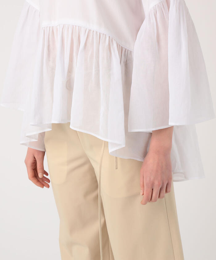 セール 30%OFF】エクリュコンビネーション ギャザーフレアブラウス