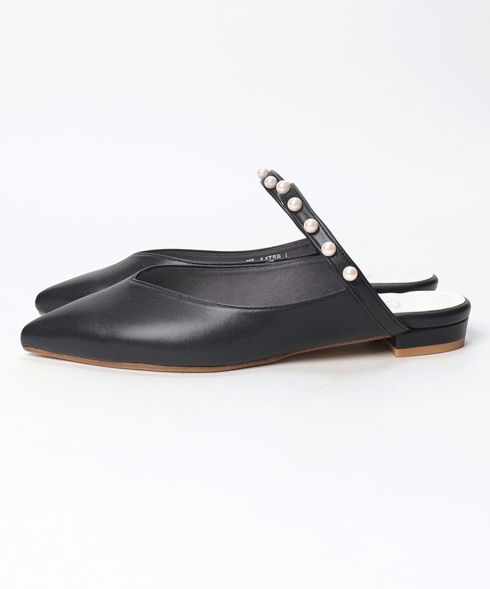セール 10%OFF】パールストラップVカットミュール(504475435 セール 10%OFF】パールストラップVカットミュール(504475435