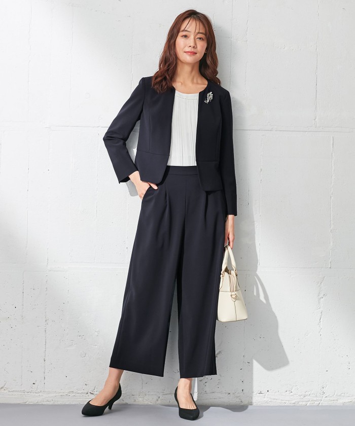 ユナイテッドアローズ　ノーカラー　ビジネススーツ　セットアップ　ダブルクロス　S セール 50%OFF】【セットアップ対応】セレモニーダブルクロス