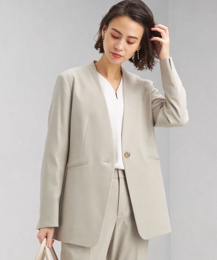 【美品】グリーンレーベル　シャーク ノーラペル セットアップ　ウォッシャブル シャーク ノーラペル ジャケット －ウォッシャブル－ ◇No02◇