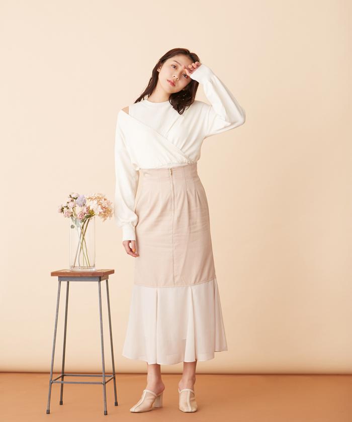 セール】シフォン切替マーメイドスカート(504486574) | ジル
