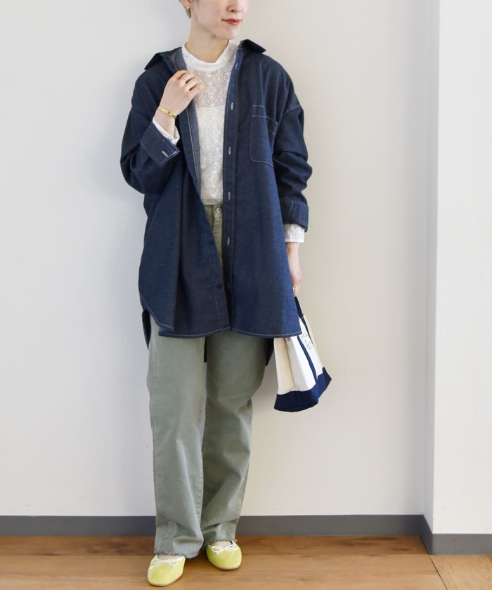 美品　SHIPS any ECORICH ダンガリーオーバーシャツ　ゆったりめ セール 50%OFF】SHIPS any:〈ウォッシャブル〉ECORICH