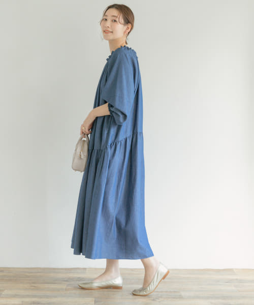セール 40%OFF】F by ROSSO ギャザーネックティアードデニム セール 40%OFF】F by ROSSO ギャザーネックティアードデニム