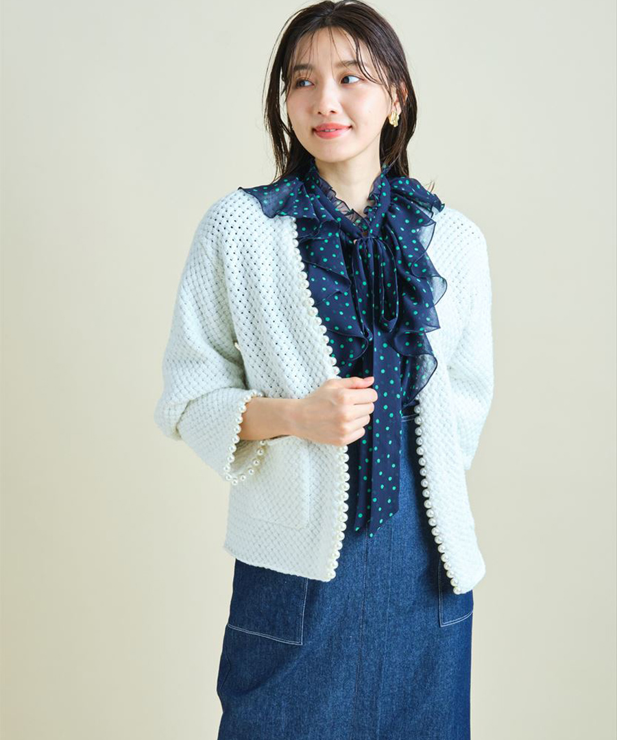 パール付ニットジャケット(504491169) | ジャスグリッティー(JUSGLITTY パール付ニットジャケット(504491169) | ジャスグリッティー(JUSGLITTY