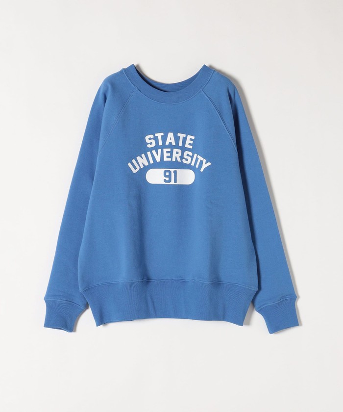 SHIPS any ビジューモチーフ付きグレー長袖トレーナー SHIPS any別注】THE KNiTS: ラグラン ポップ ロゴ スウェット