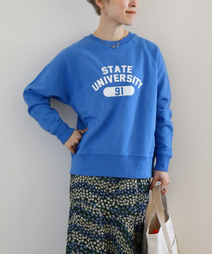 SHIPS any別注】THE KNiTS: ラグラン ポップ ロゴ スウェット