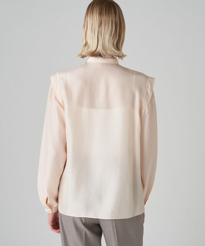 セール 40%OFF】ウォッシャブルシルク スタンドカラーブラウス セール 40%OFF】ウォッシャブルシルク スタンドカラーブラウス