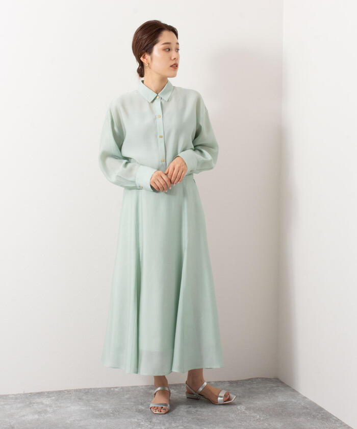 クーポン】【セール 20%OFF】シアーローンフレアースカート