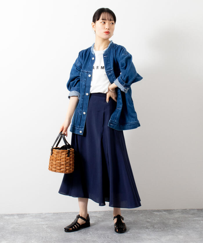 新品！　ノーリーズソフィー　シアーローンフレアスカート　サックス　34サイズ ノーリーズソフィー NOLLEY'S sophi 《セットアップ対応》シアー
