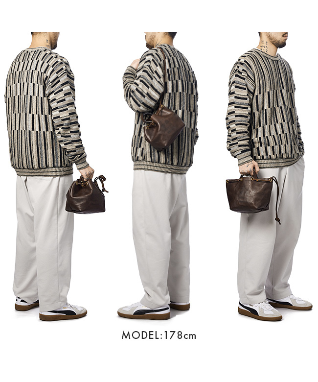 VASCO 2WAY巾着バッグ Sサイズ vasco 巾着型2WAYショルダーバッグ LEATHER WANDER PURSE BAG VS