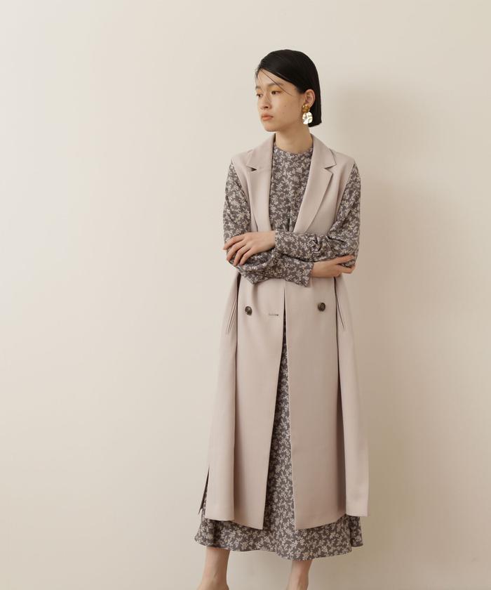 ☆美品☆cen. セン　ロングジレ　リネンライク　ネイビー　日本製 ☆美品☆cen. セン ロングジレ リネンライク ネイビー 日本製