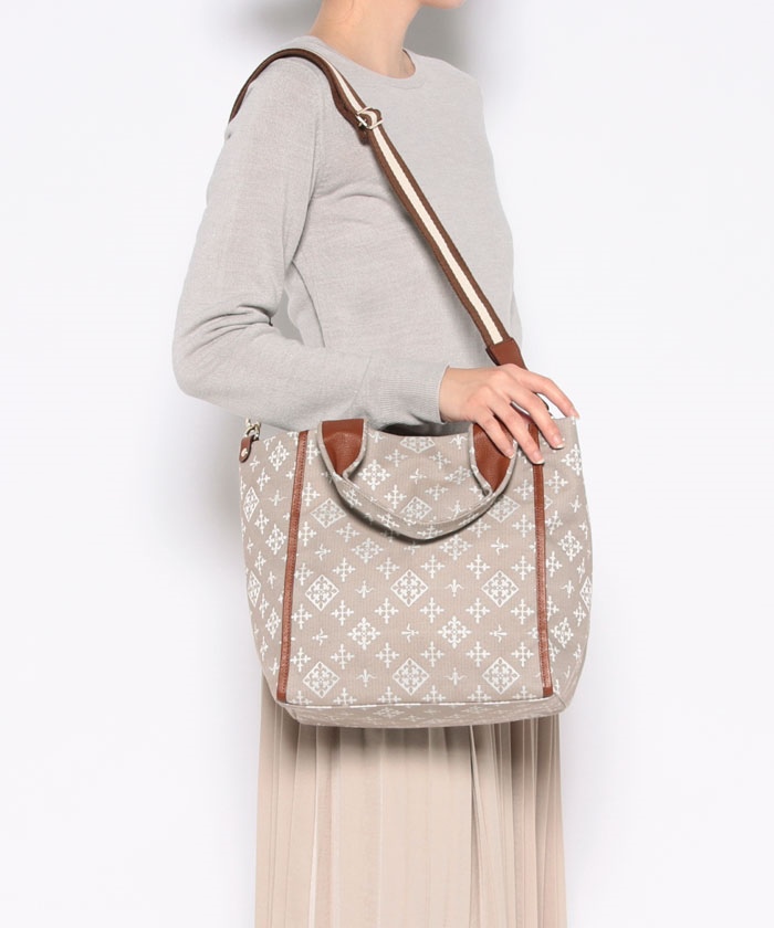 【極美品】ラシット SHOPPER トートバック コットンジャガード 2Way 極美品 ラシット トートバッグ 日本製 A4可 肩掛け 軽量