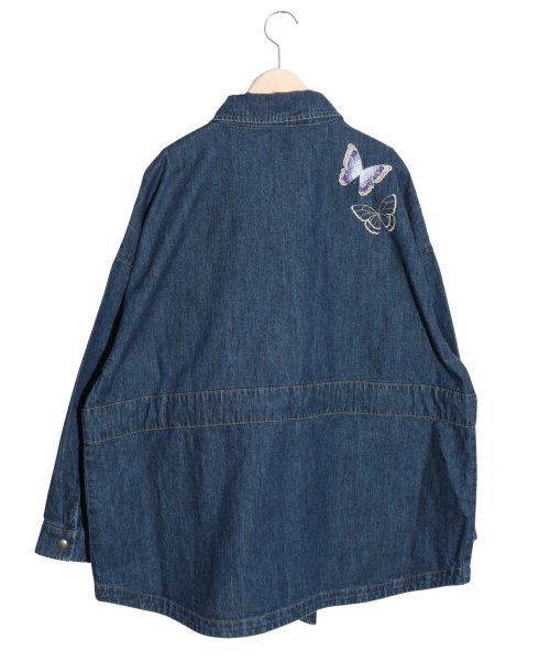 蝶刺繍シャツコート