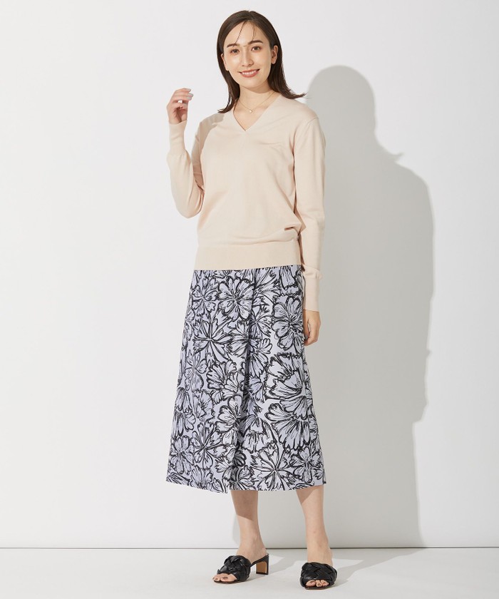 自由区【洗える】ストレッチシルクコットン プルオーバーニット 32サイズ 自由区【洗える】ストレッチシルクコットン プルオーバーニット