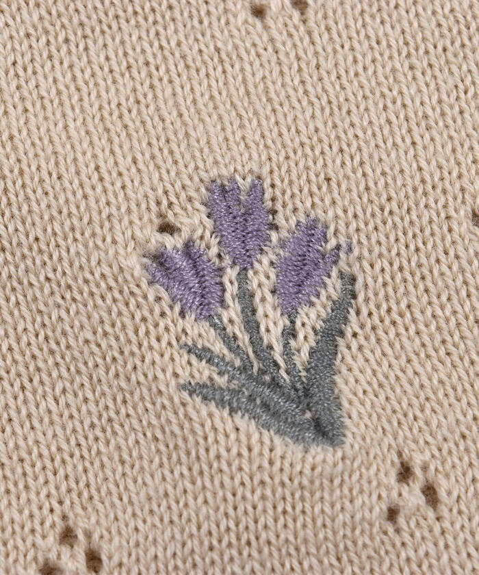 クーポン】花 刺繍 透かし編み ニット カーディガン (90～130cm