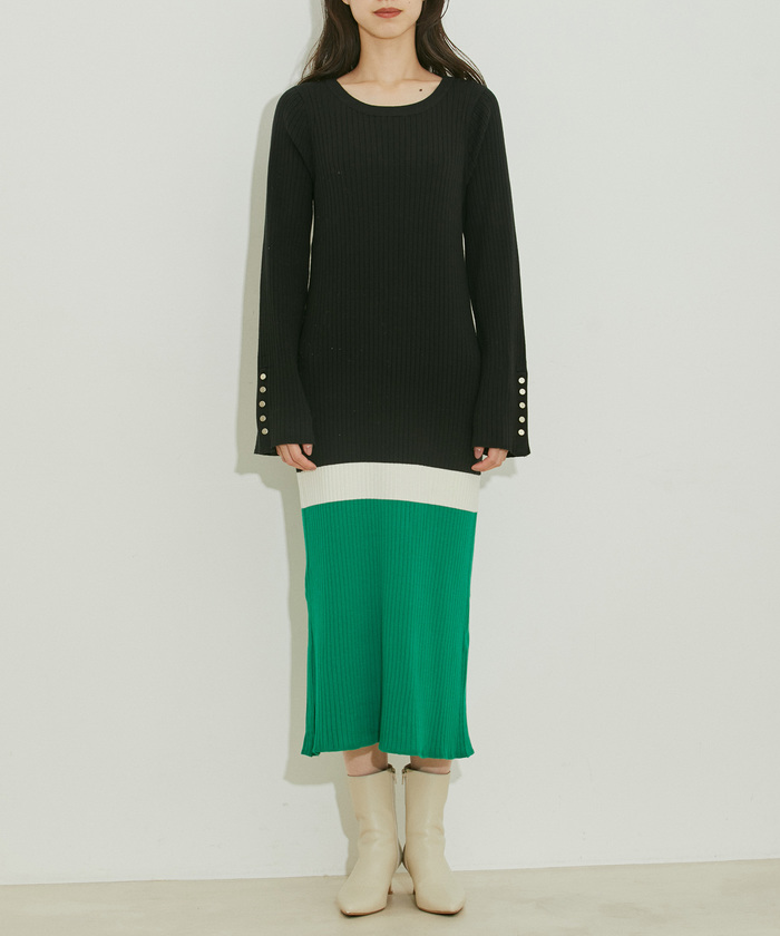セール19%OFF】【WEB限定】バイカラーニットワンピース(504510006 セール19%OFF】【WEB限定】バイカラーニットワンピース(504510006