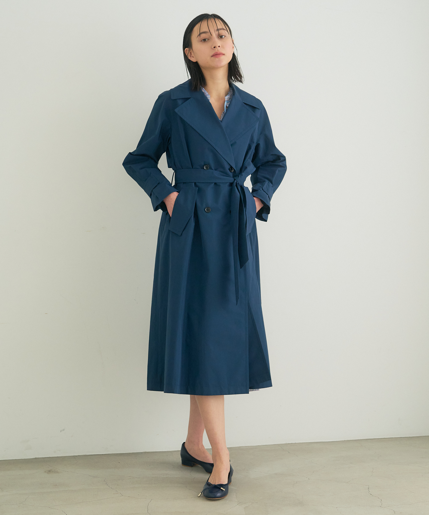 【美品】ANAYIアナイ2022イタリア素材ライトシャンタンドレスコート　34 美品】ANAYIアナイ2022イタリア素材ライトシャンタンドレスコート 34