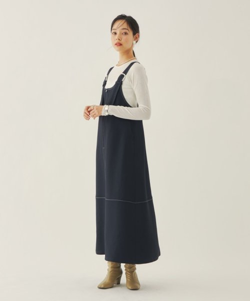 ＜EMMEL REFINES（エメル リファインズ）＞EM Aライン ステッチ ジャンスカ －ウォッシャブル－