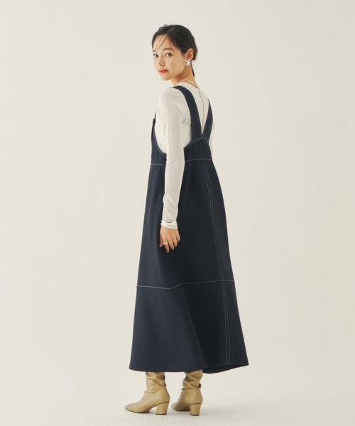 ＜EMMEL REFINES（エメル リファインズ）＞EM Aライン ステッチ ジャンスカ －ウォッシャブル－
