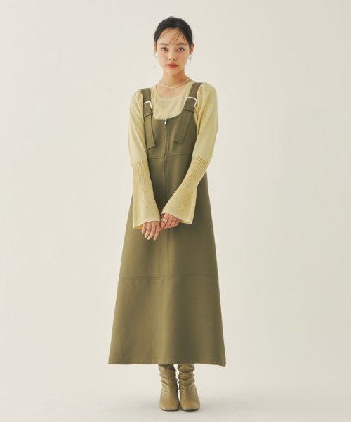 ＜EMMEL REFINES（エメル リファインズ）＞EM Aライン ステッチ ジャンスカ －ウォッシャブル－