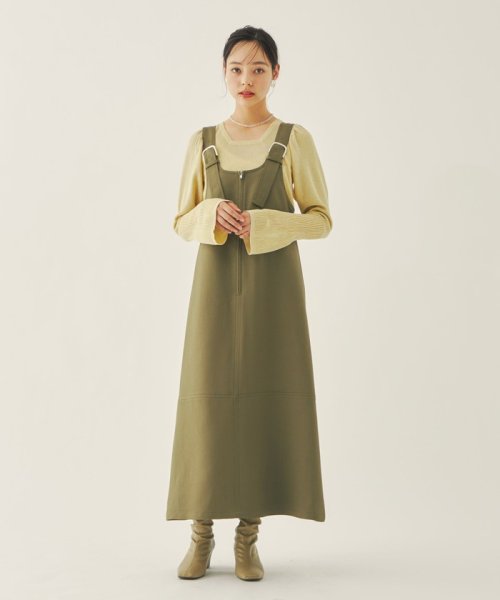 ＜EMMEL REFINES（エメル リファインズ）＞EM Aライン ステッチ ジャンスカ －ウォッシャブル－