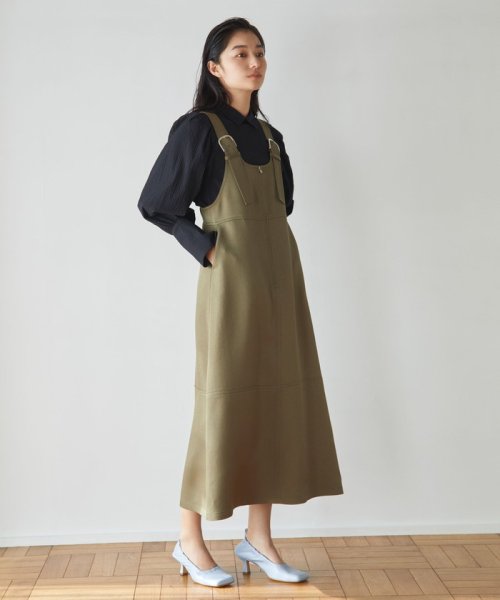 ＜EMMEL REFINES（エメル リファインズ）＞EM Aライン ステッチ ジャンスカ －ウォッシャブル－