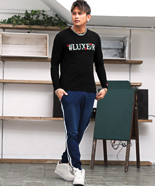 ラグスタイル LUXSTYLE LUXE/R(ラグジュ)バラ刺繍ロンT/ロンT ラグスタイル LUXSTYLE LUXE/R(ラグジュ)バラ刺繍ロンT/ロンT