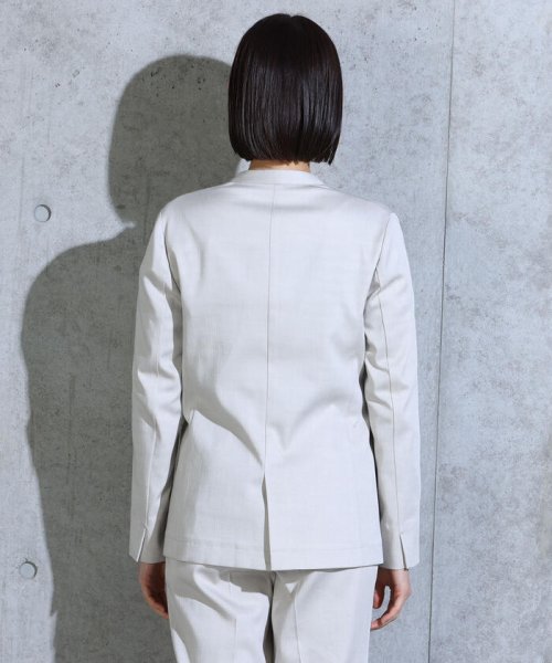 デニムライク Vカラージャケット≪手洗い可能/セットアップ対応≫