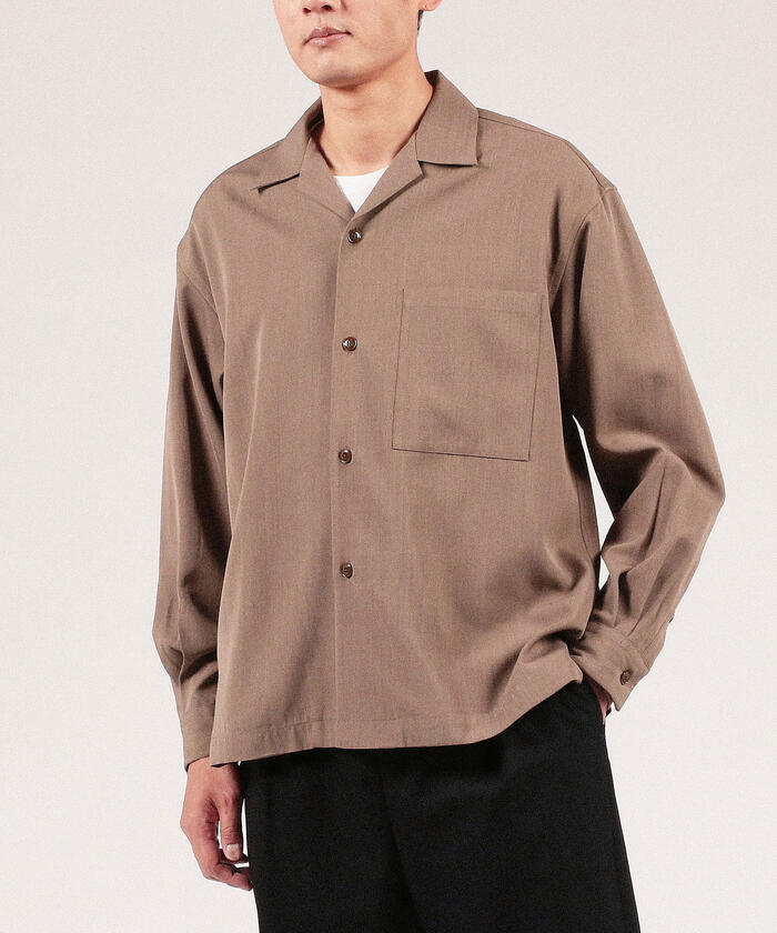 セール 50%OFF】ウールレーヨン オープンカラーシャツ(504516486