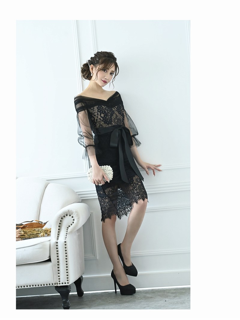 煌フェイクパール袖付き膝丈ドレス Rew-you Days piece Mサイズ SI6835EW004685_1_l.jpg