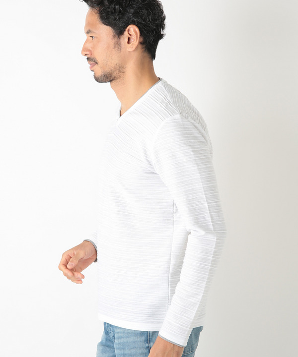 メンズビギ　トップス > Tシャツ/カットソー　Vネック　ホワイト セール】スラブタック天竺 Vネックカットソー made in japan